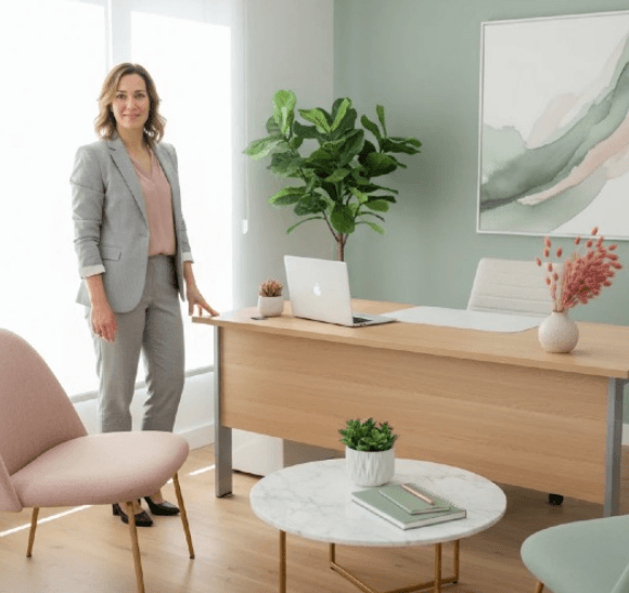 Therapist office with clinician